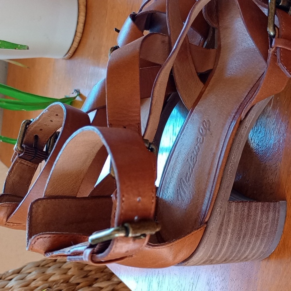 Madewell Brown Leather Strappy Block Heel Sandals - Picture 4 of 15